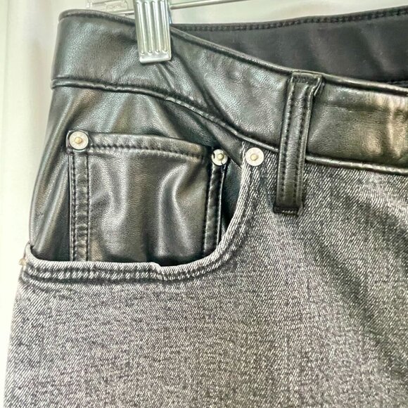 Abercrombie Denim Faux Leather Curve Love Ankle Straight Ultra High Rise Jean 32 - Picture 7 of 14